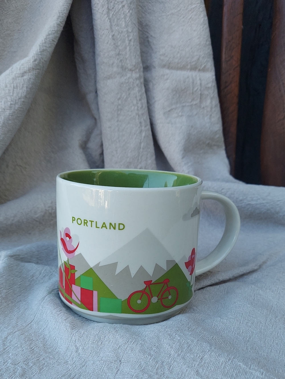 Portland Starbucks "You Are Here" Ceramic Mug with Green Interior